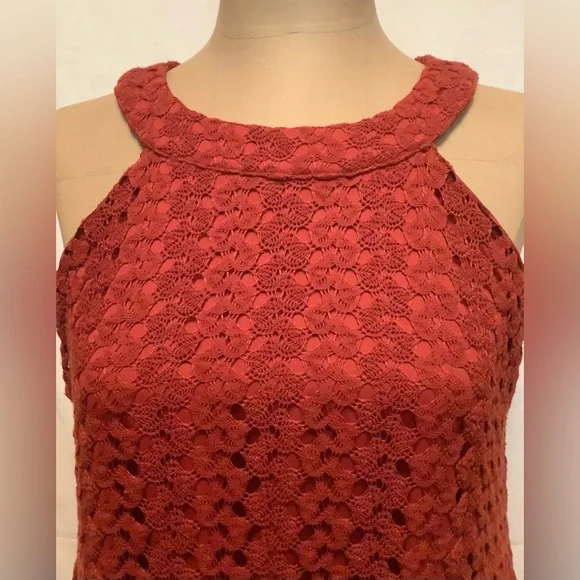 Roxberi Textured Rust Cute Dress with Liner - Picture 3 of 7